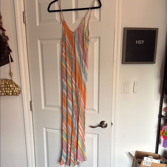Multicolor Striped Maxi Dress ADELAIDE Size Small - LIKE NEW - Open Back - Picture 1 of 5